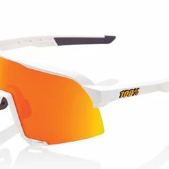 100% S3 Hiper Mirror Lens Sport-Sonnenbrille Soft Tact Off White HiPER Red